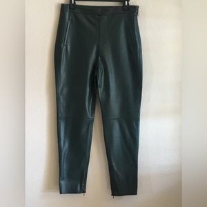 ZARA FORREST GREEN FAUX LEATHER PANTS